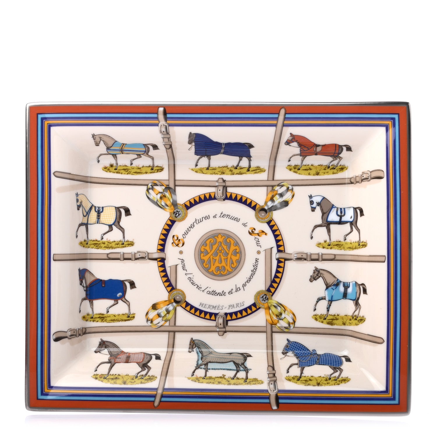 Hermes Porcelain Couvertures Et Tenues De Jour Change Tray 1 of 6