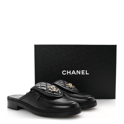 Chanel Lambskin Quilted CC Turnlock Mules 38.5 Black 10 of 10