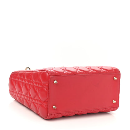 Christian Dior Lambskin Cannage Medium Lady Dior Red 3 of 10