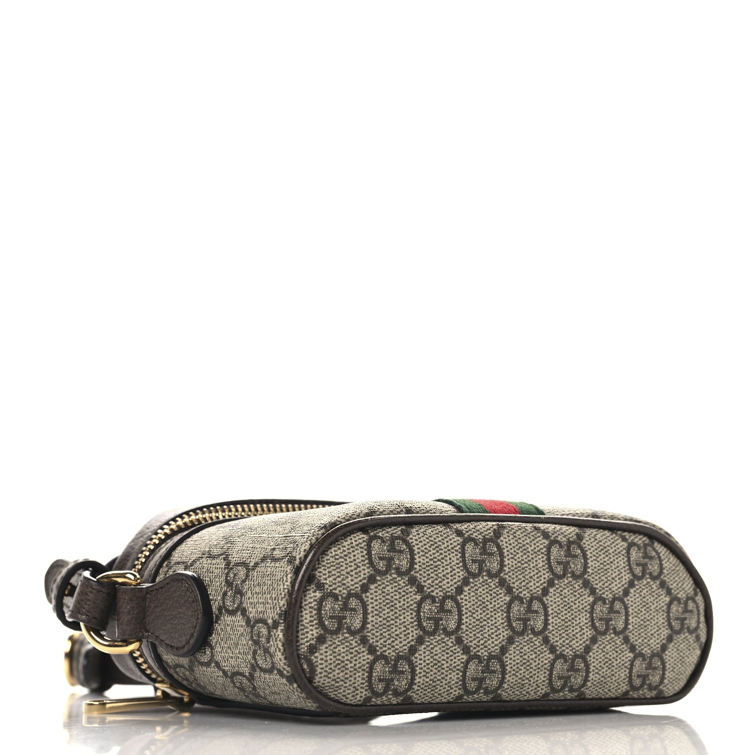 Gucci GG Supreme Monogram Textured Calfskin Web Mini Ophidia Top Handle Bag Beige Ebony New Acero 4 of 10