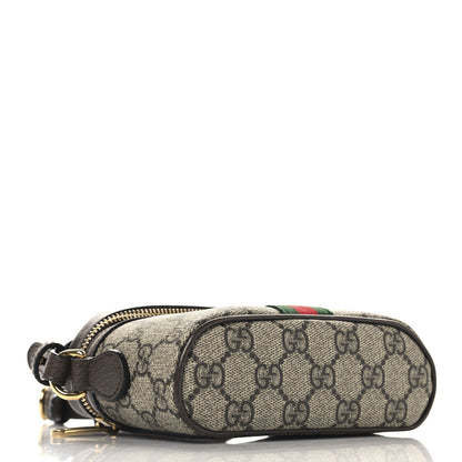 Gucci GG Supreme Monogram Textured Calfskin Web Mini Ophidia Top Handle Bag Beige Ebony New Acero 4 of 10