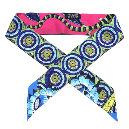 Hermes Silk The Savana Dance Twilly Rose Indien Indigo Vert 1 of 4
