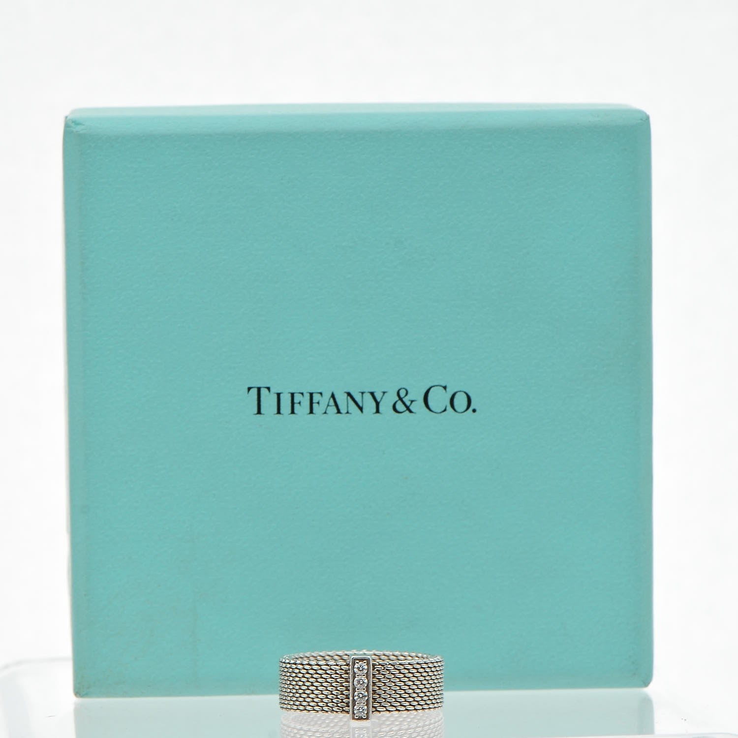 Tiffany Sterling Silver Diamond Mesh Somerset Ring 57 8 6 of 6