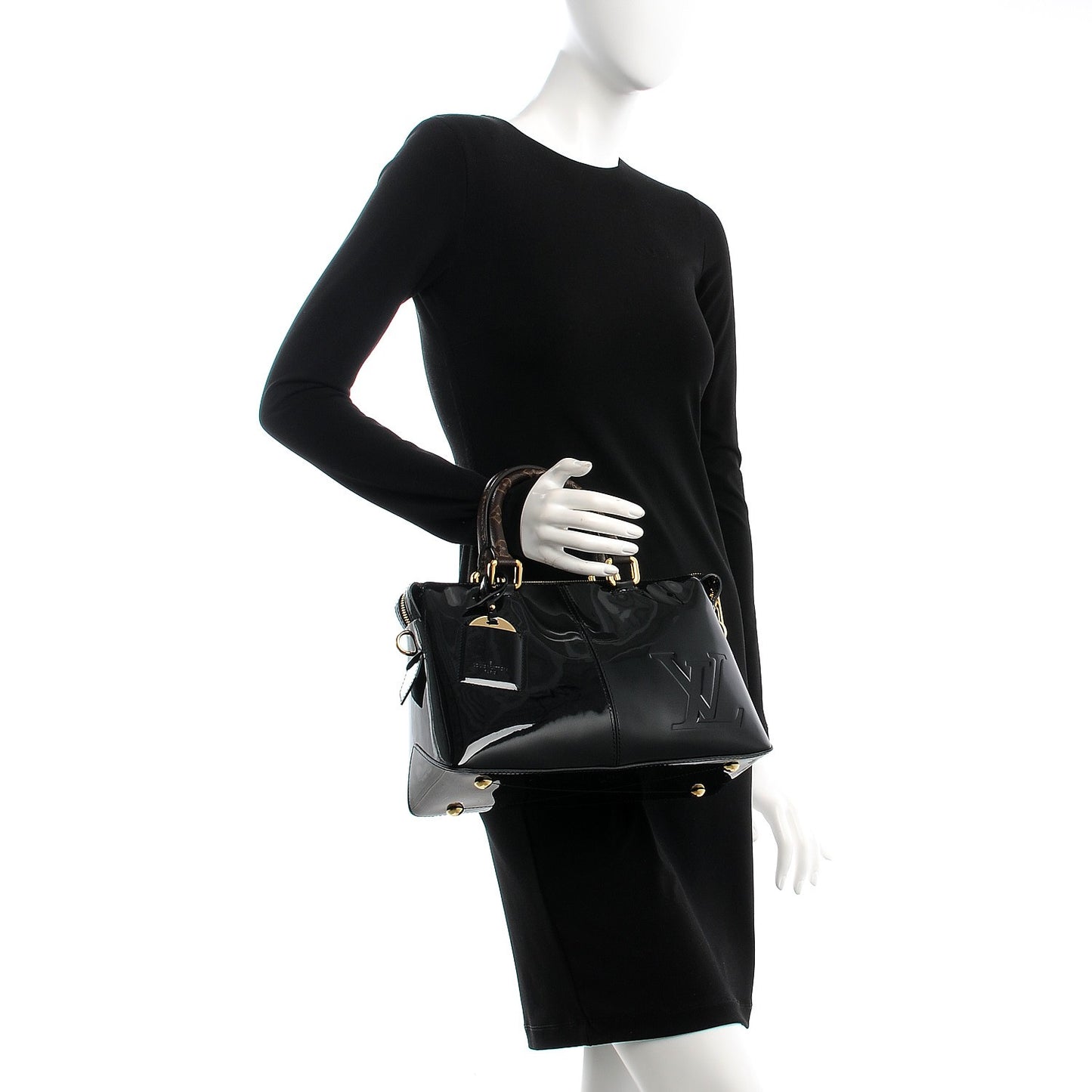 Patent Calfskin Miroir Tote Black