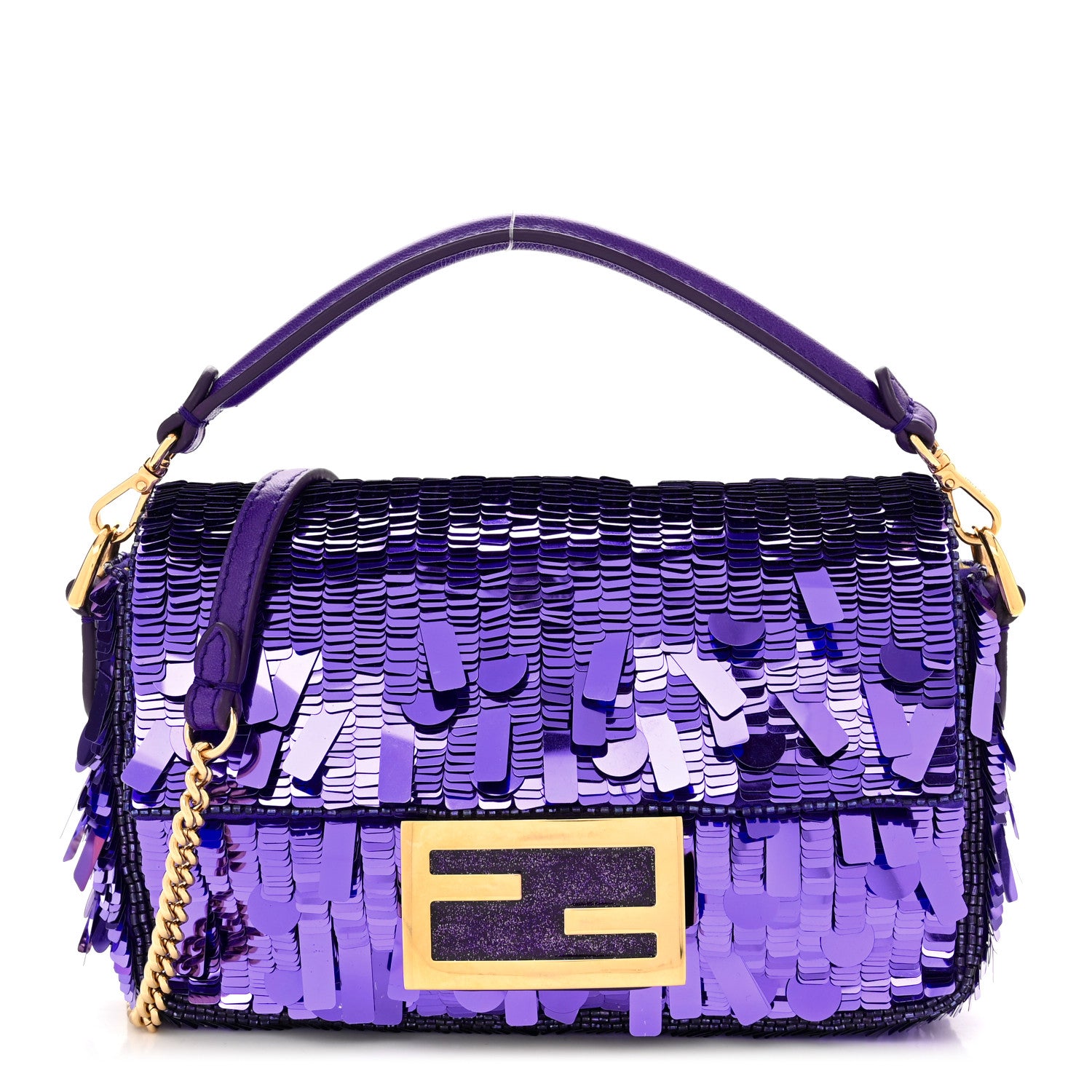 Fendi Sequin Paillettes Shiny Nappa Sex and the City Mini Baguette Viola Purple Rain 1 of 10