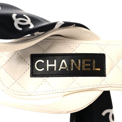 Chanel Lambskin Silk CC Wrap Ankle Sandals 38 White Black 9 of 10
