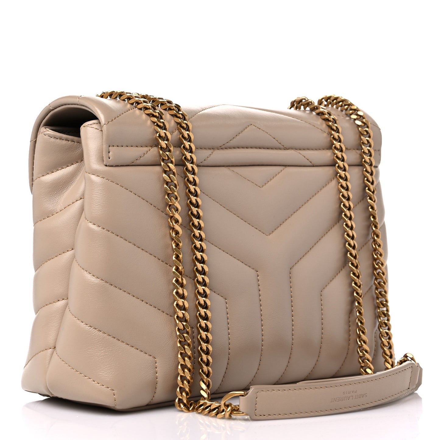 Calfskin Y Quilted Monogram Small Loulou Chain Satchel Dark Beige