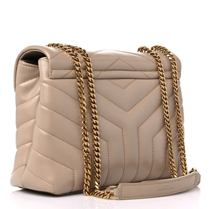 Saint Laurent Calfskin Y Quilted Monogram Small Loulou Chain Satchel Dark Beige 3 of 12