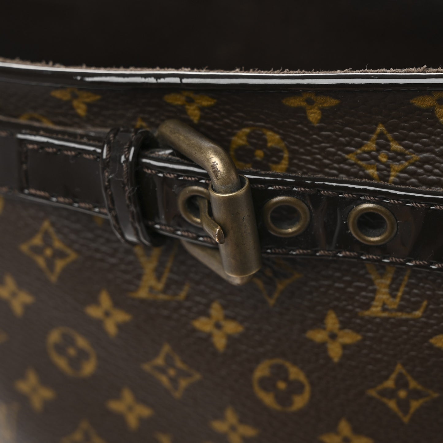 Patent Monogram Idole Knee High Boots 37 Brown