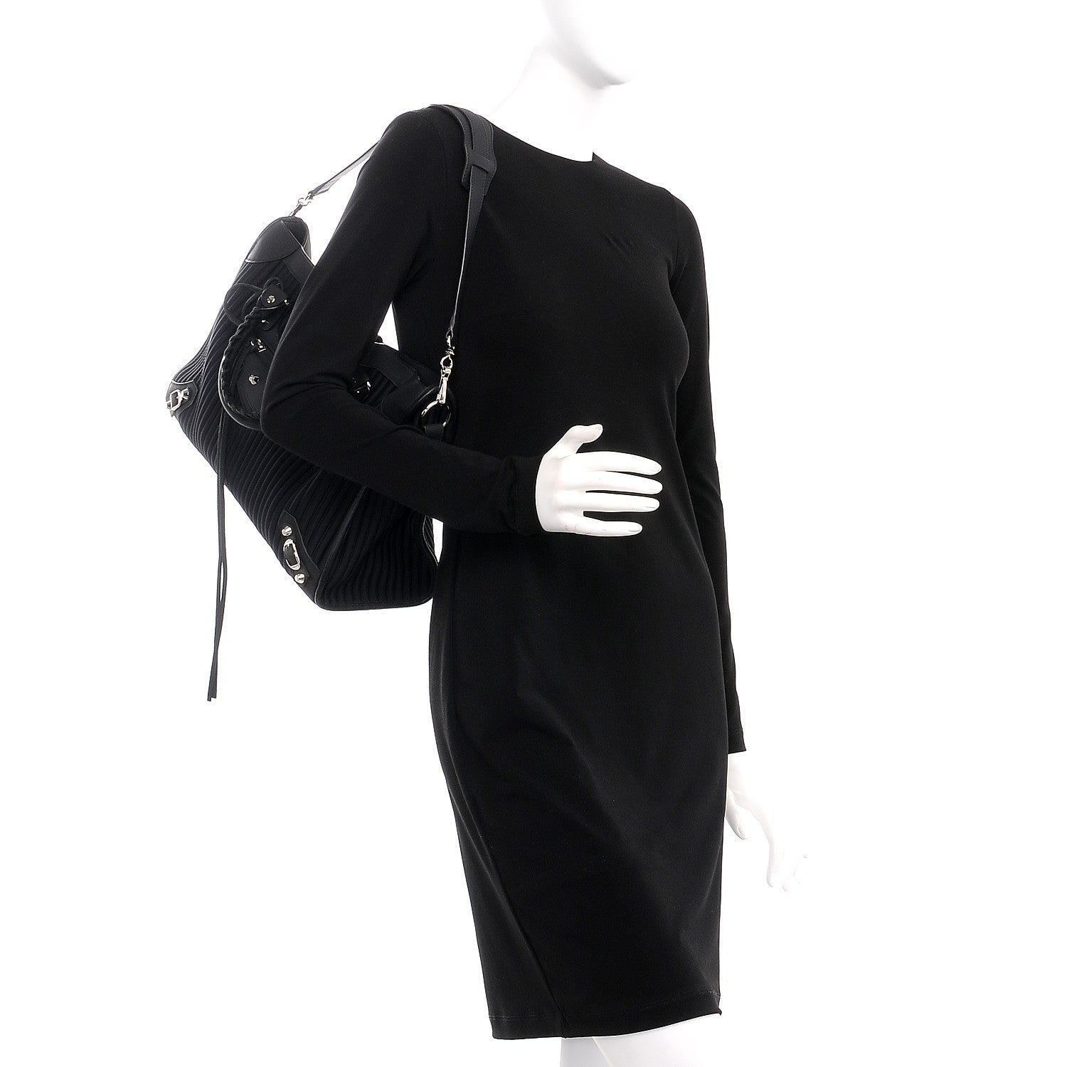 Balenciaga Ribbed Neoprene Classic Silver Hardware City Black 2 of 12