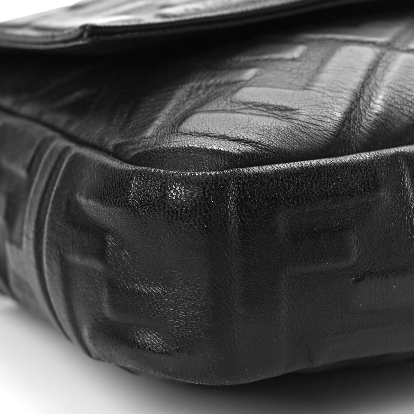 Nappa FF 1974 Embossed Large Baguette Black
