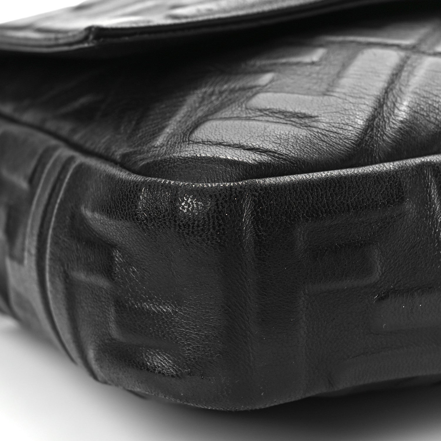 Fendi Nappa FF 1974 Embossed Large Baguette Black 7 of 10