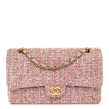 Chanel Tweed Quilted Medium Double Flap Light Pink 1 of 17