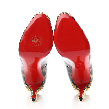Christian Louboutin Patent Leopard New Very Prive Spikes 120 Pumps 36.5 Brown 6 of 6