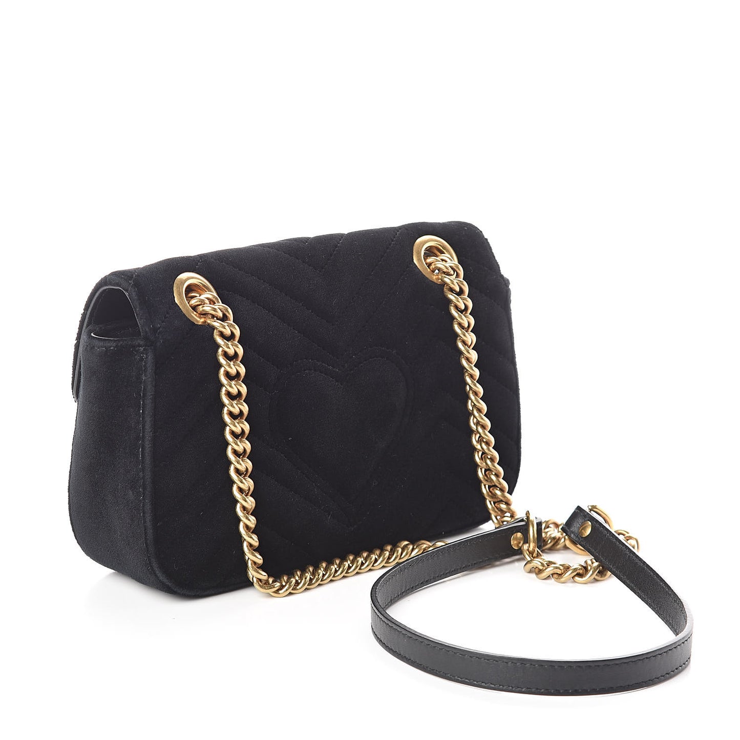 Velvet Matelasse Mini GG Marmont Shoulder Bag Black
