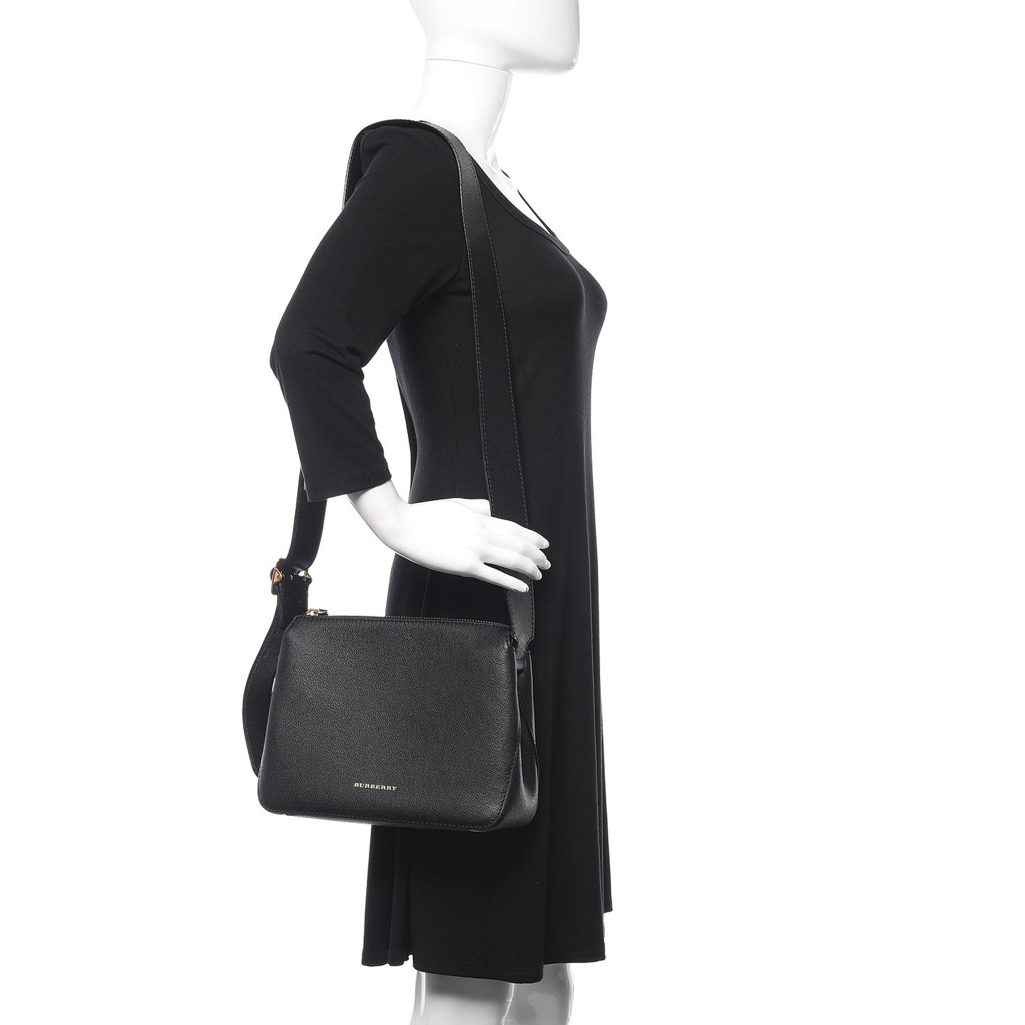 Soft Grain Calfskin House Check Small Helmsley Crossbody Black