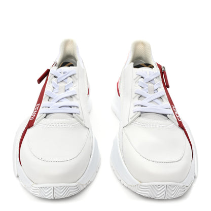 Fendi Vitello Fabric Jacquard Sued FF Mens Fendi Flow Low Top Sneakers 9.5 Ultra White Tabacco Black White 2 of 10