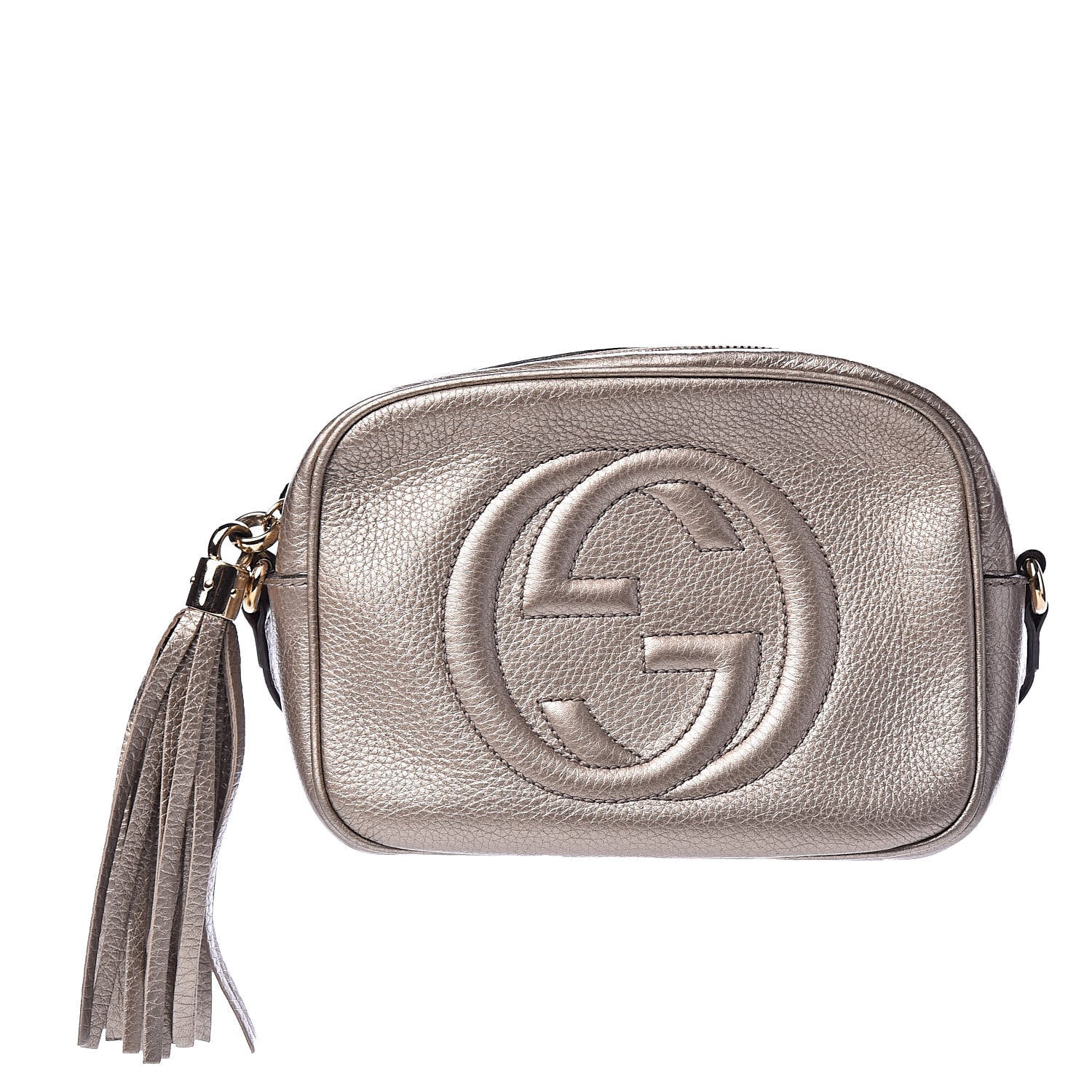 Gucci Metallic Pebbled Calfskin Small Soho Disco Bag Golden Beige 1 of 10