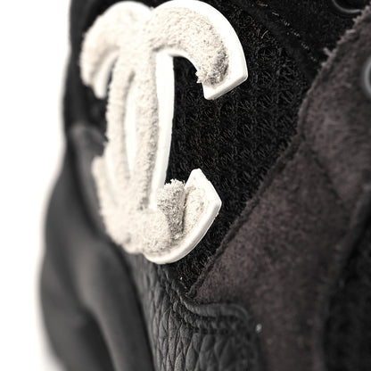 Chanel Mesh Suede Grained Calfskin Womens CC Sneakers 35 Black White 8 of 11
