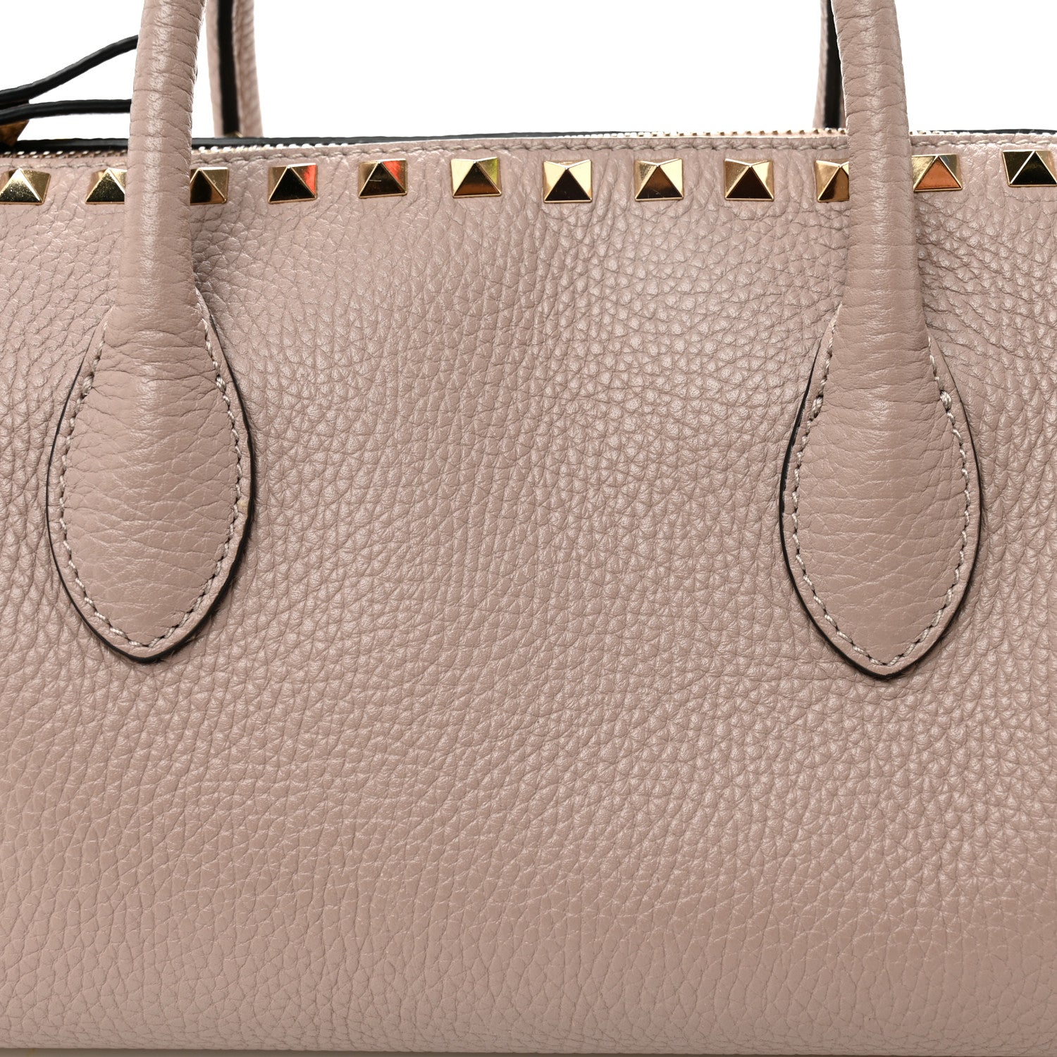 Valentino Garavani Pebbled Calfskin Rockstud Bowling Bag Poudre 7 of 9