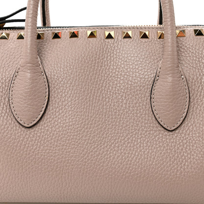 Valentino Garavani Pebbled Calfskin Rockstud Bowling Bag Poudre 7 of 9
