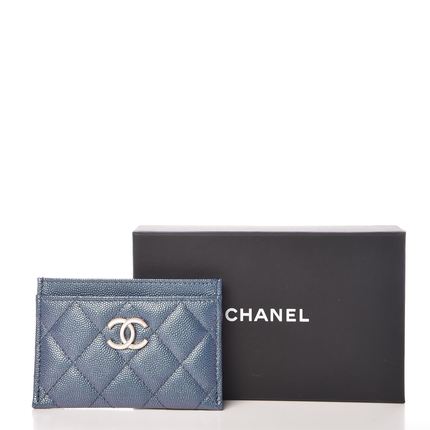 Chanel Iridescent Caviar Quilted Card Holder Dark Blue 9 of 9