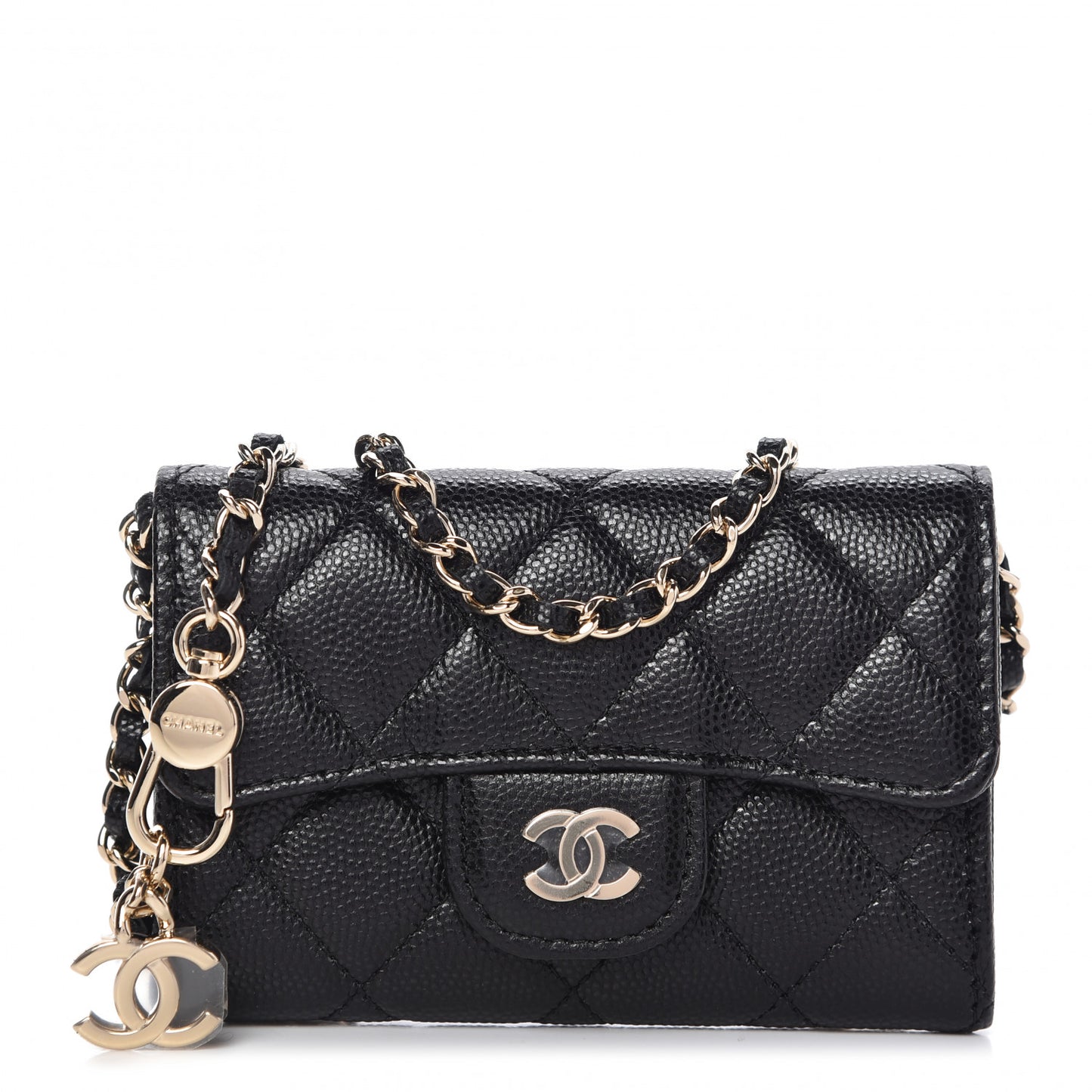 Caviar Quilted Flap Classic Belt Bag Black