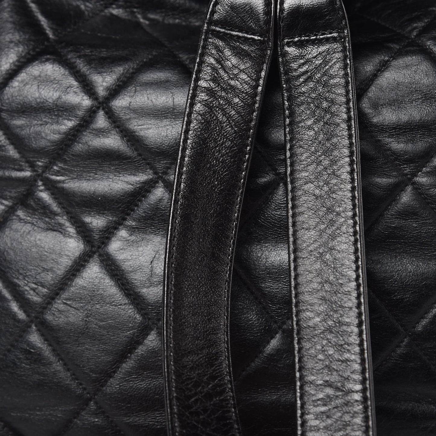 Lambskin Quilted Drawstring Backpack Black