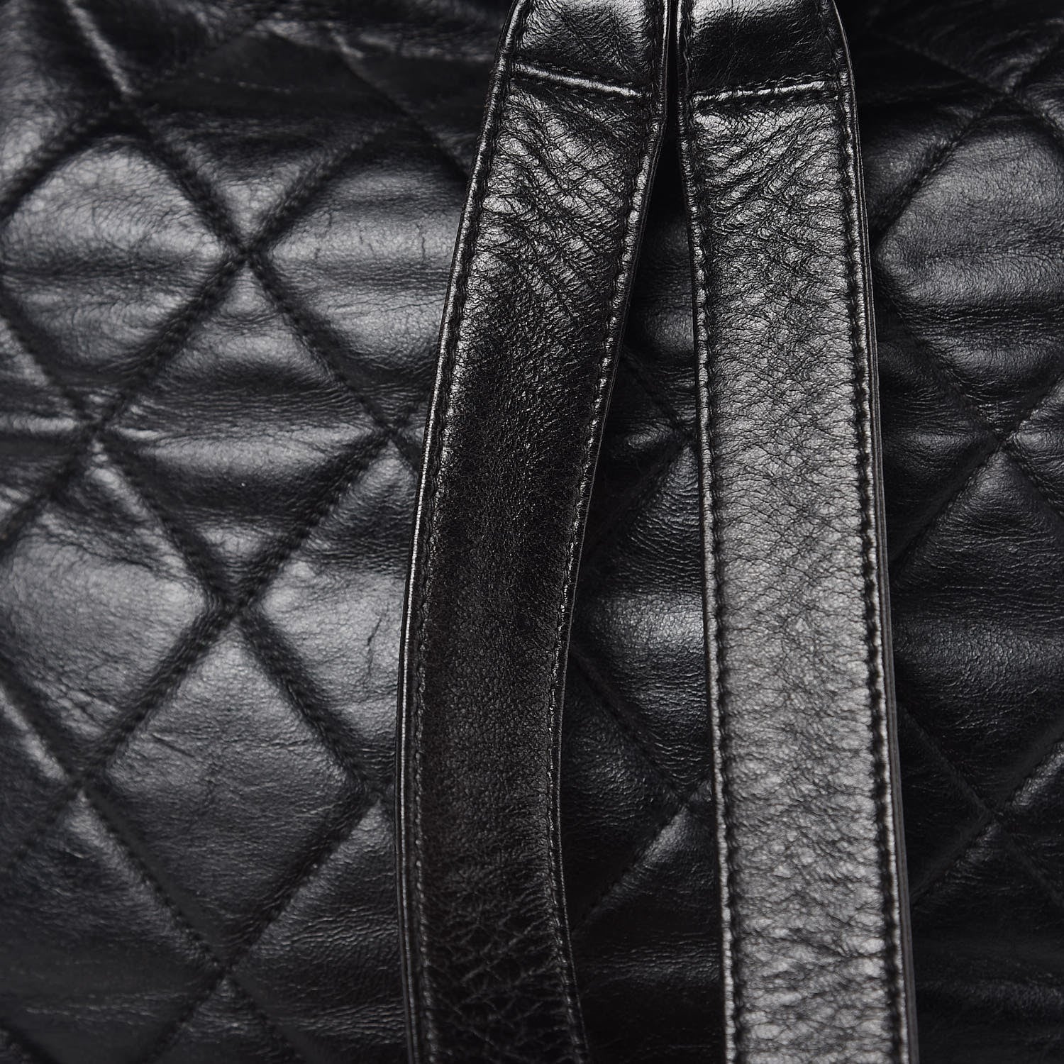Chanel Lambskin Quilted Drawstring Backpack Black 9 of 14