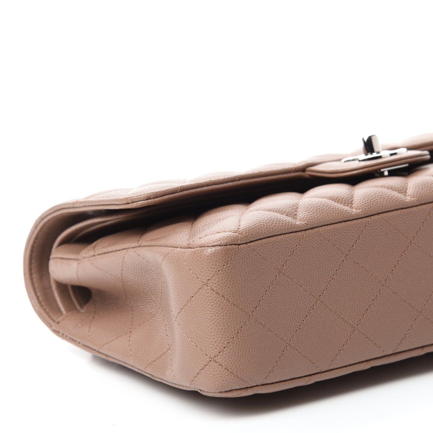 Caviar Quilted Medium Double Flap Dark Beige