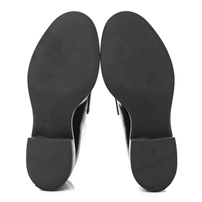 Prada Spazzolato Metal Triangle Logo 50mm Loafers 38 Black 5 of 12
