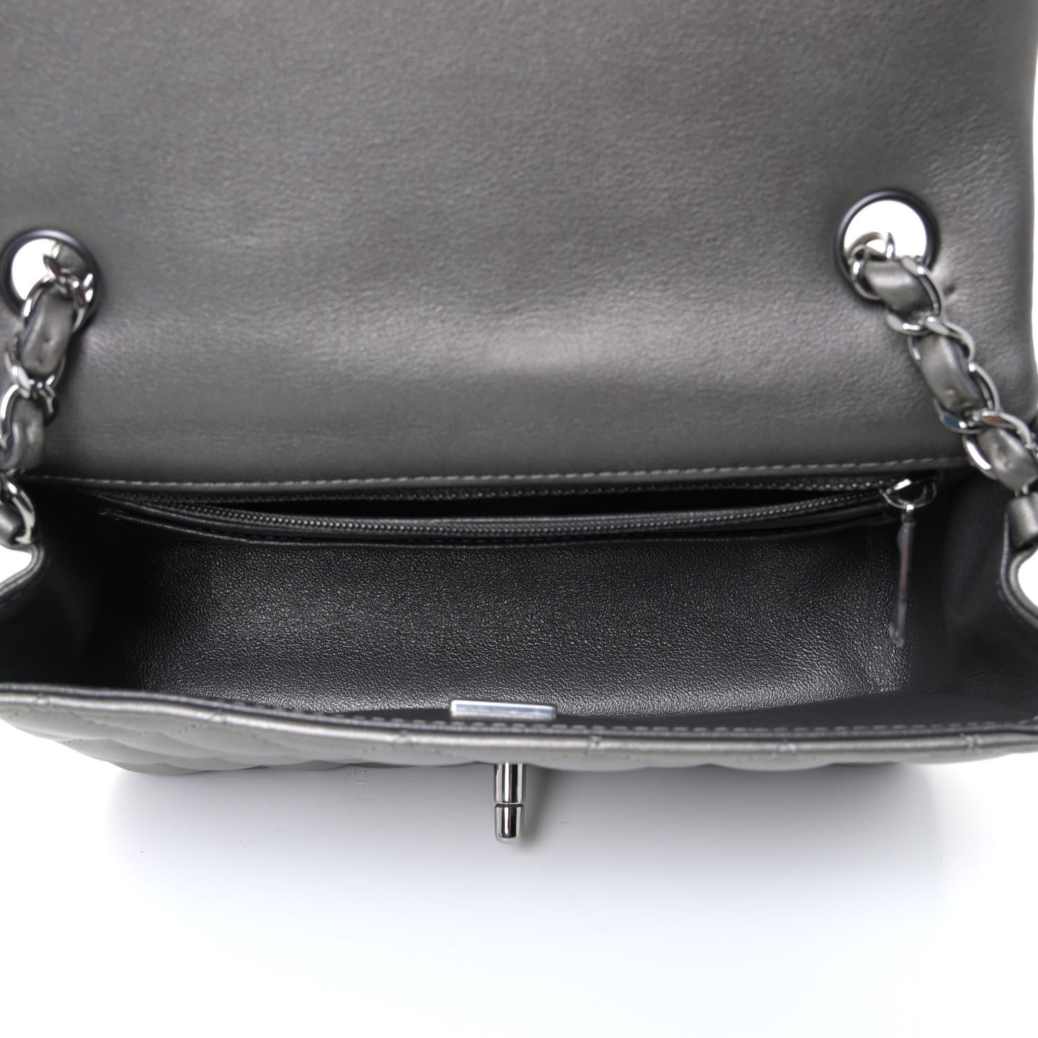 Chanel Metallic Lambskin Quilted Mini Rectangular Flap Silver 7 of 10