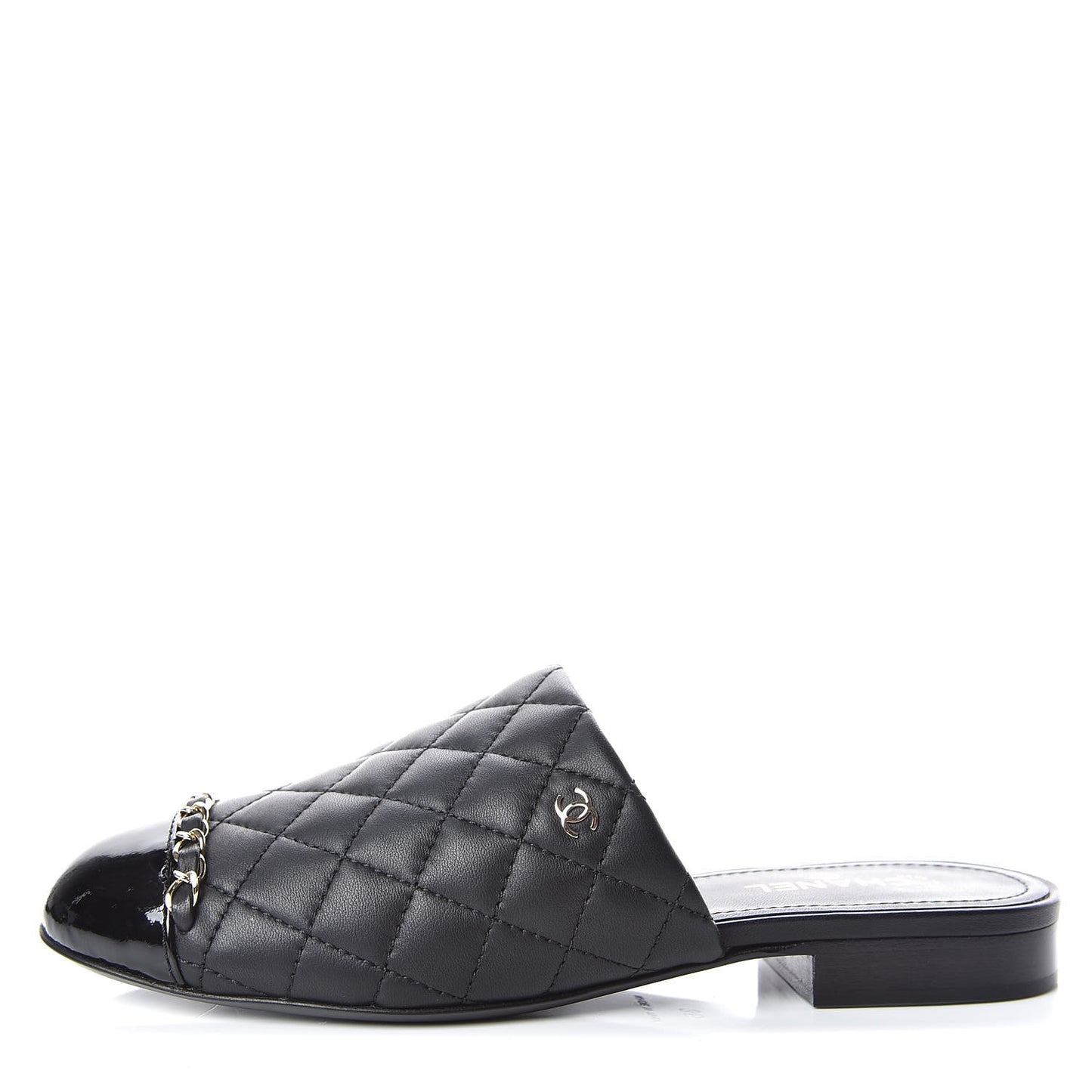 Lambskin Quilted Chain Mules 36 Black
