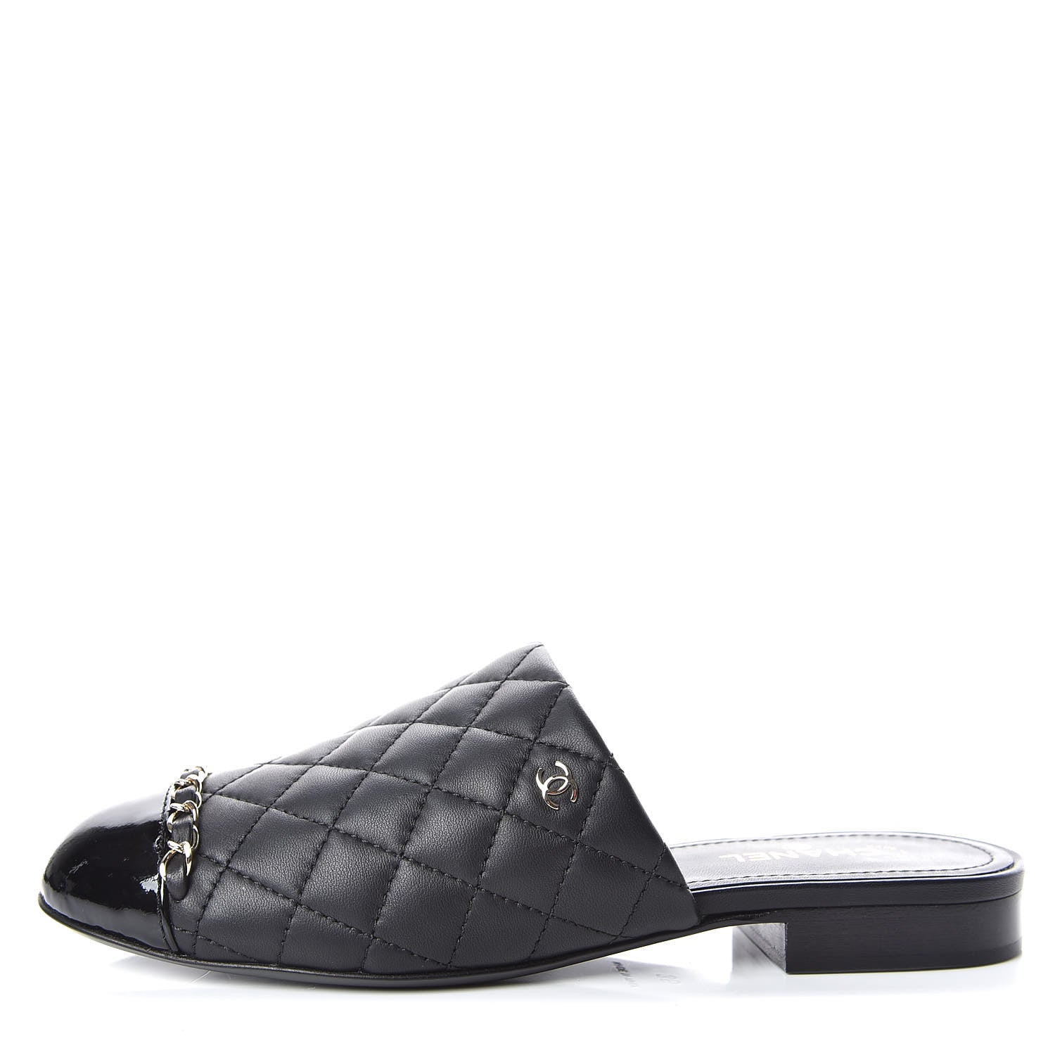 Chanel Lambskin Quilted Chain Mules 36 Black 1 of 9