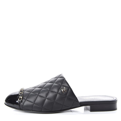 Chanel Lambskin Quilted Chain Mules 36 Black 1 of 9