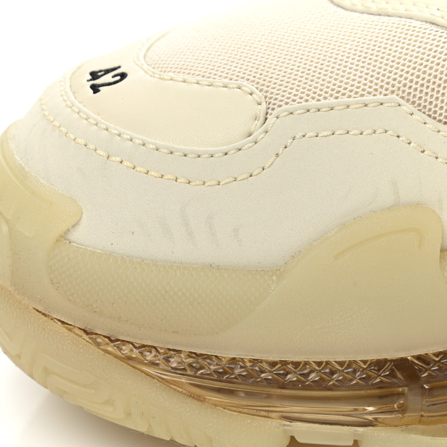 Fabric Mesh Clear Sole Mens Triple S Sneakers 42 Beige