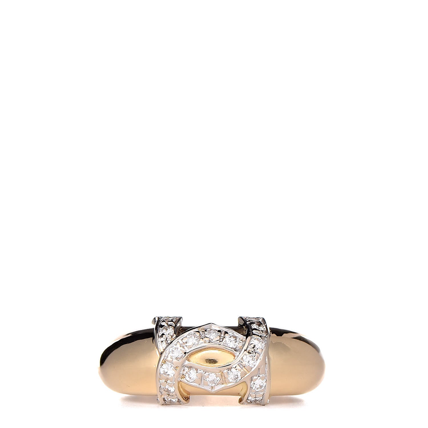 Cartier 18K Yellow Gold Diamond Logo Double C Ring 50 5.25 1 of 6