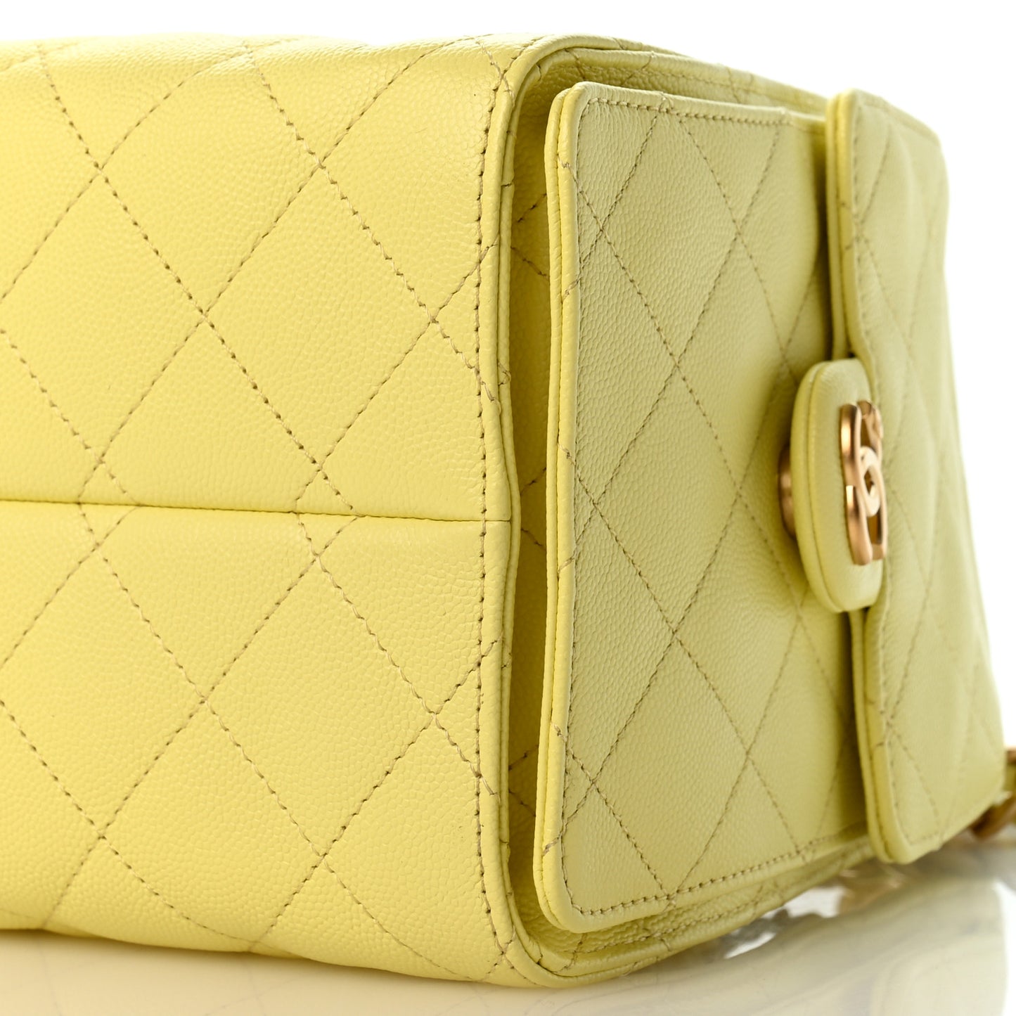 Caviar Quilted Small Chanel 25 Handbag Light Yellow