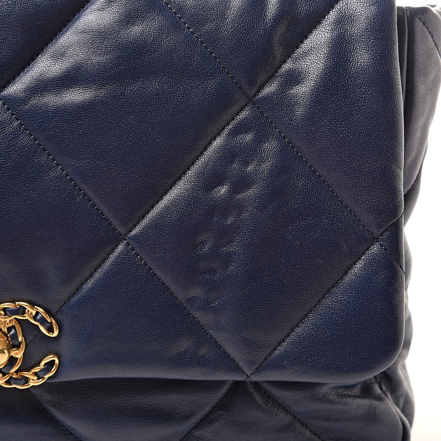 Goatskin Quilted Maxi 19 Flap Dark Blue