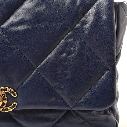 Chanel Goatskin Quilted Maxi 19 Flap Dark Blue 10 of 10