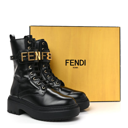 Fendi Vitello Abrasivato Fendigraphy 50mm Biker Boots 39 Black 10 of 10