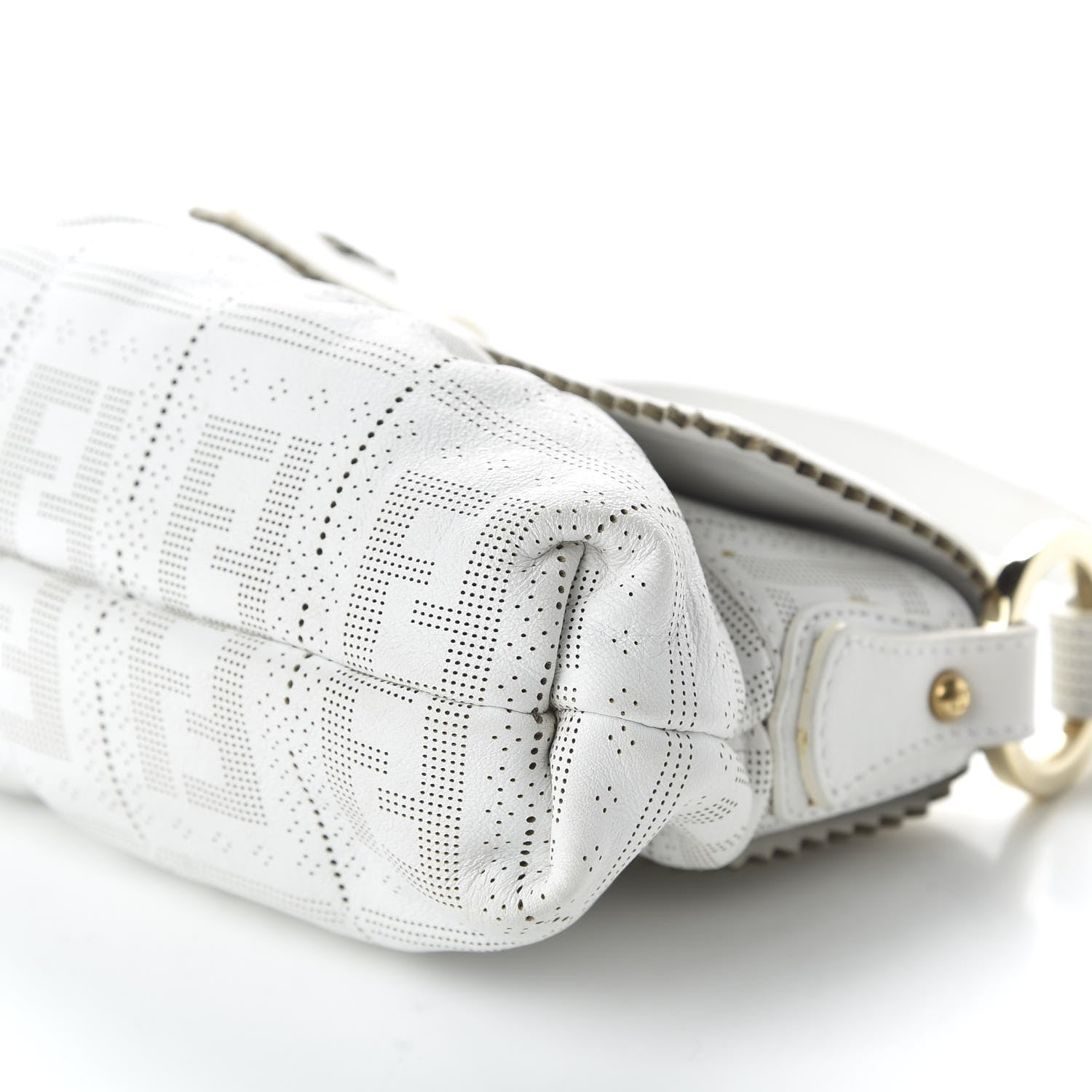 Fendi Calfskin Perforated Mini Chef Shoulder Bag White 7 of 9