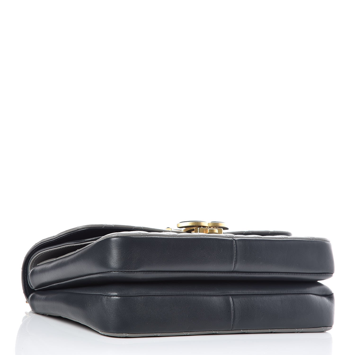Chanel Lambskin Quilted Large CC Chic Flap Grey Dark Navy 4 of 10