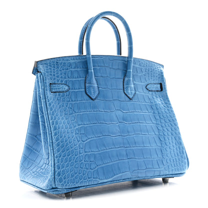 Hermes Matte Alligator Birkin 25 Mykonos 3 of 12