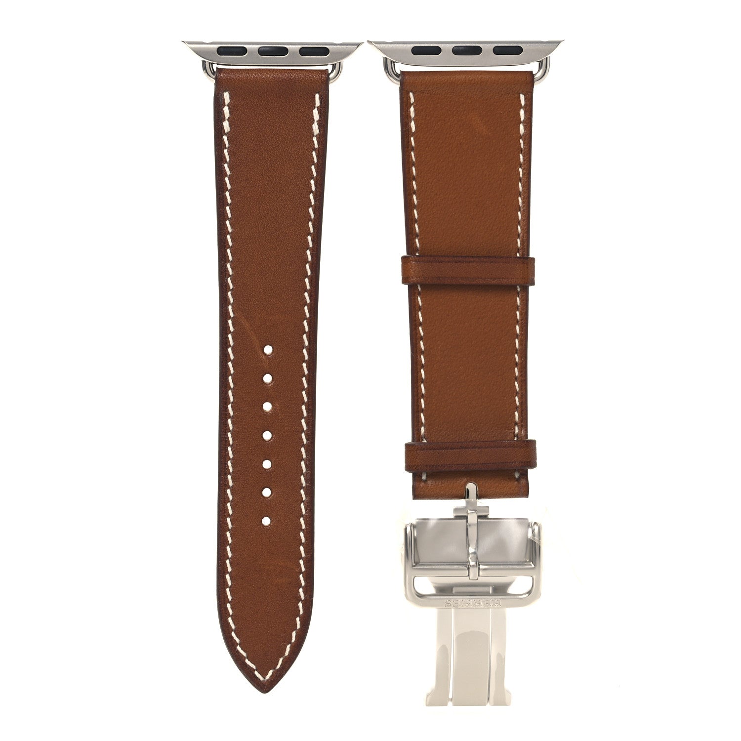 Hermes Barenia Deployment Buckle Single Tour Apple Watch Strap Fauve 1 of 8