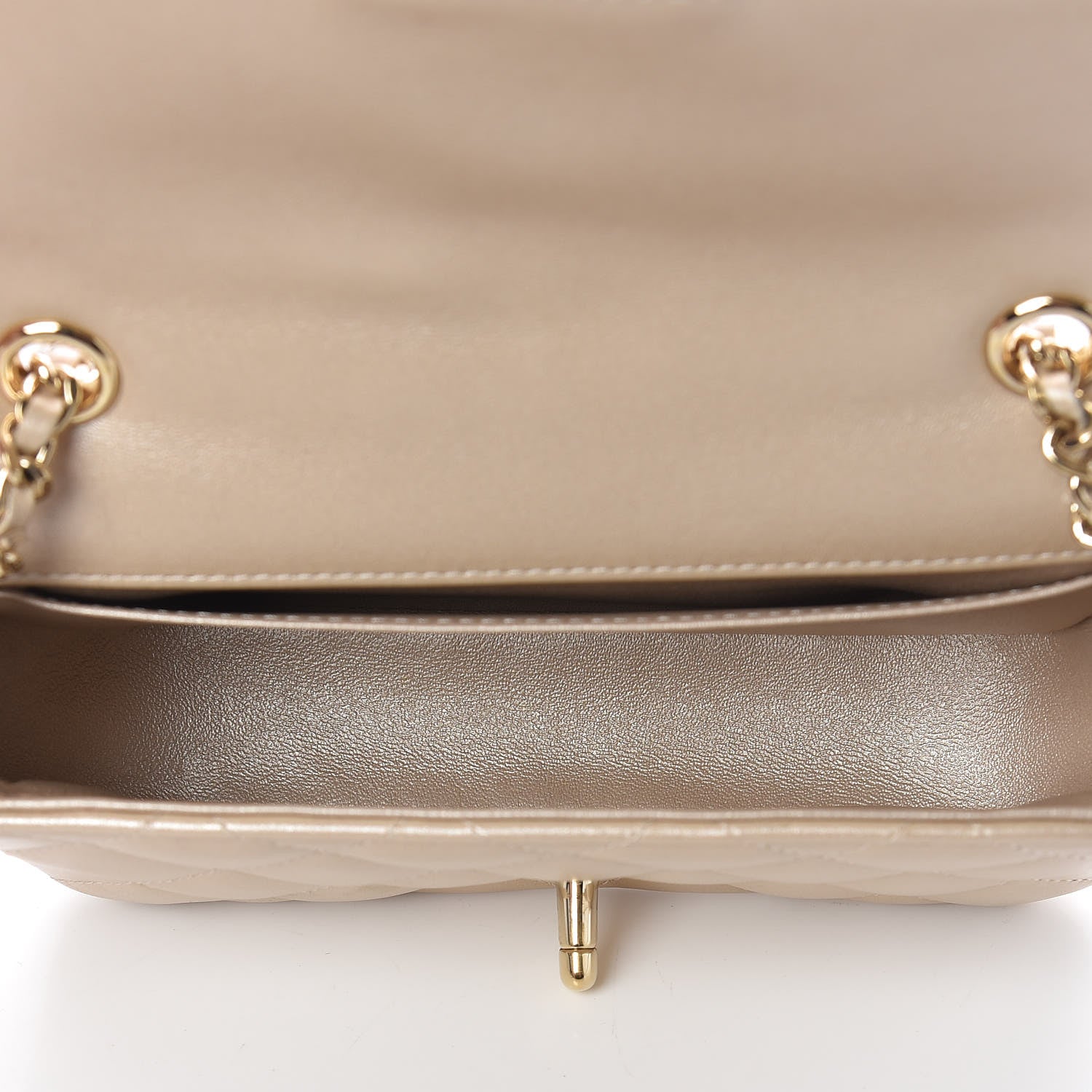 Chanel Metallic Lambskin Quilted Extra Mini V For Victory Flap Light Gold 5 of 11