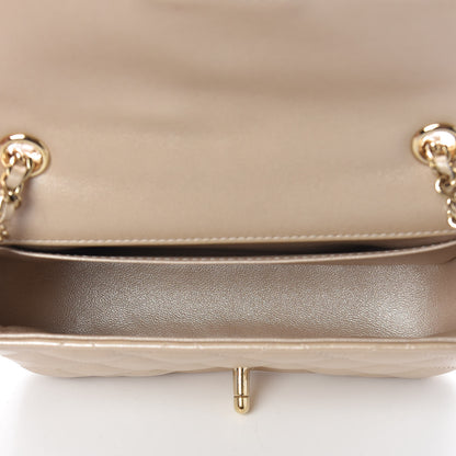 Chanel Metallic Lambskin Quilted Extra Mini V For Victory Flap Light Gold 5 of 11
