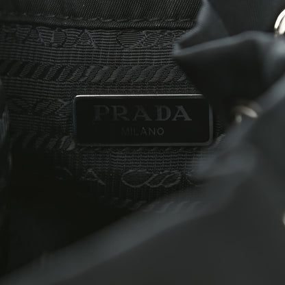 Prada Tessuto Nylon Studded New Vela Mini Bucket Crossbody Bag Black Fuoco 8 of 9