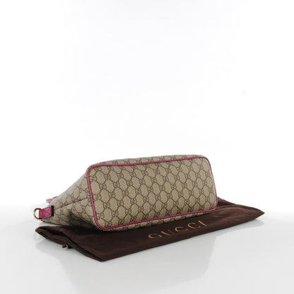 Gucci GG Supreme Monogram Small Zippered Tote Beige New Rosette 4 of 7