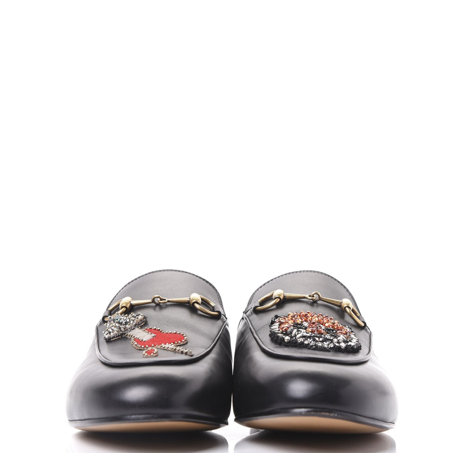Calfskin Crystal Tiger Embroidered Princetown Slippers 39.5 Black